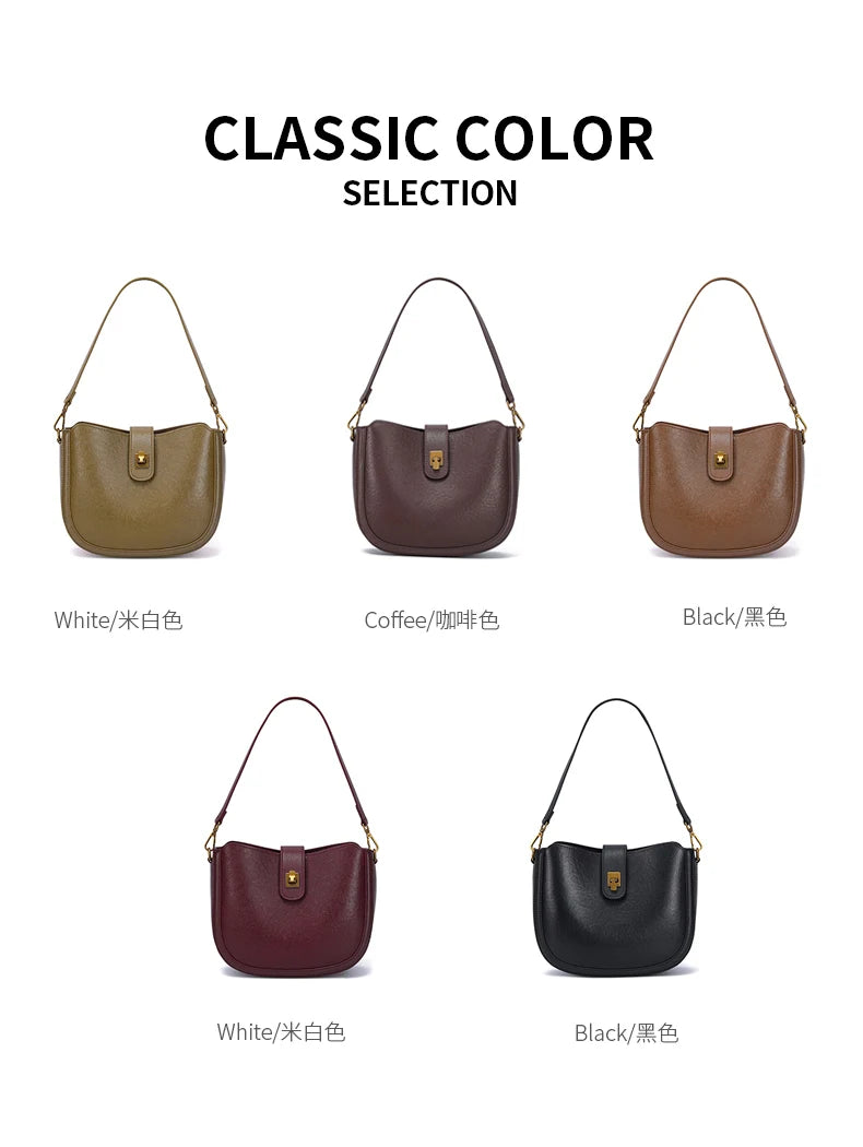 Women‘s Cowhide Genuine Leather Shoulder Bag Ladies Soft Natural Cow Leather Handbag Female Fashion Luxury Design Crossbody Bags