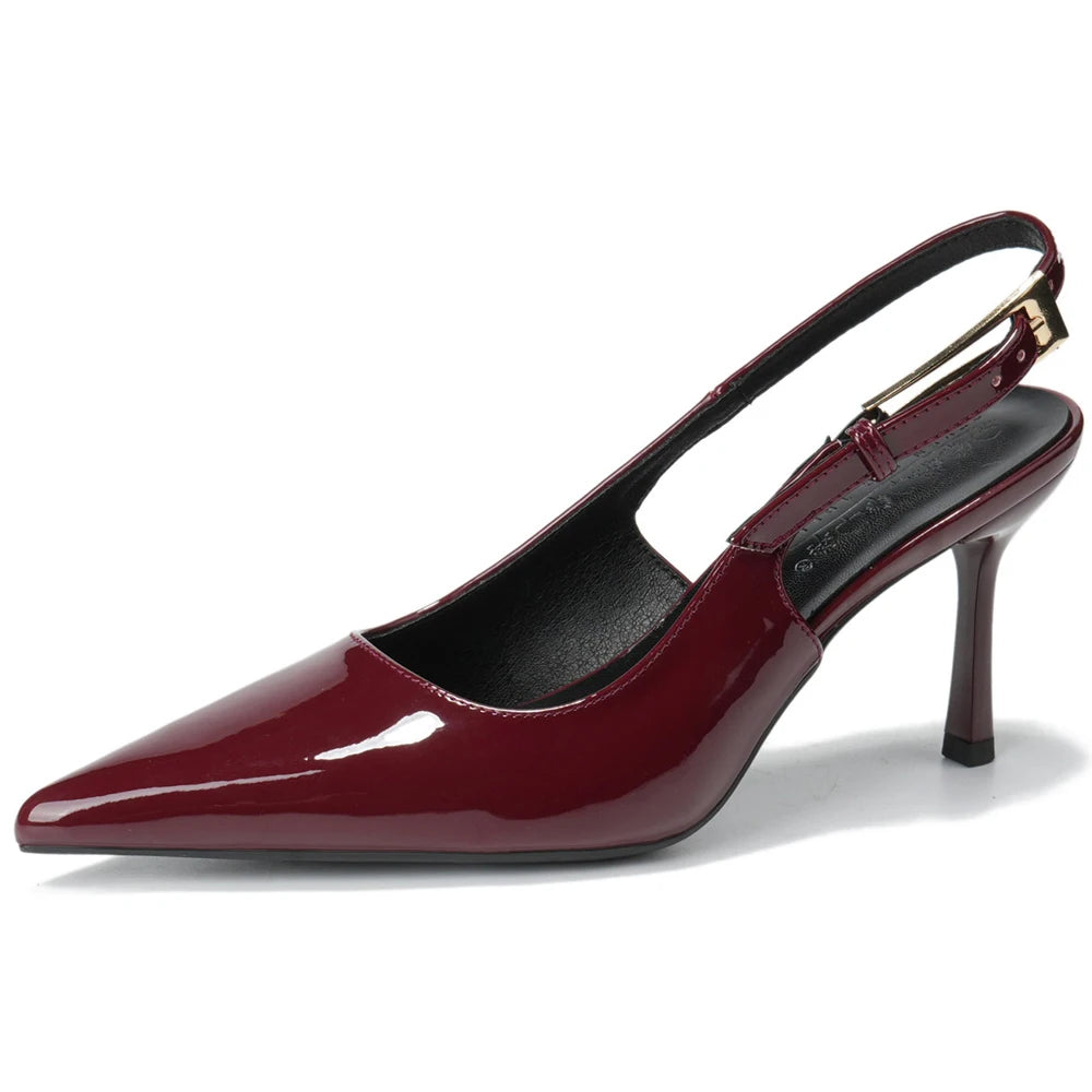 Patent Leather Buckle Strap High Heel Pumps for Women