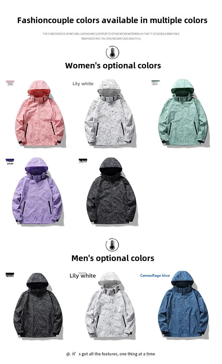 Spring Autumn Camouflage Lightweight Women's Outdoor Waterproof Casual Jacket Couple's Hiking Clothing Single Layer Windbreaker