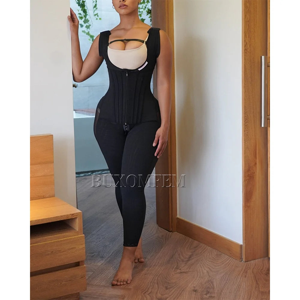 Open-Chest Tight Slim Fit Complete Body Shaper Postpartum Seamless Thong Body Shaper with Bones Highly Compressed Versatile Hips