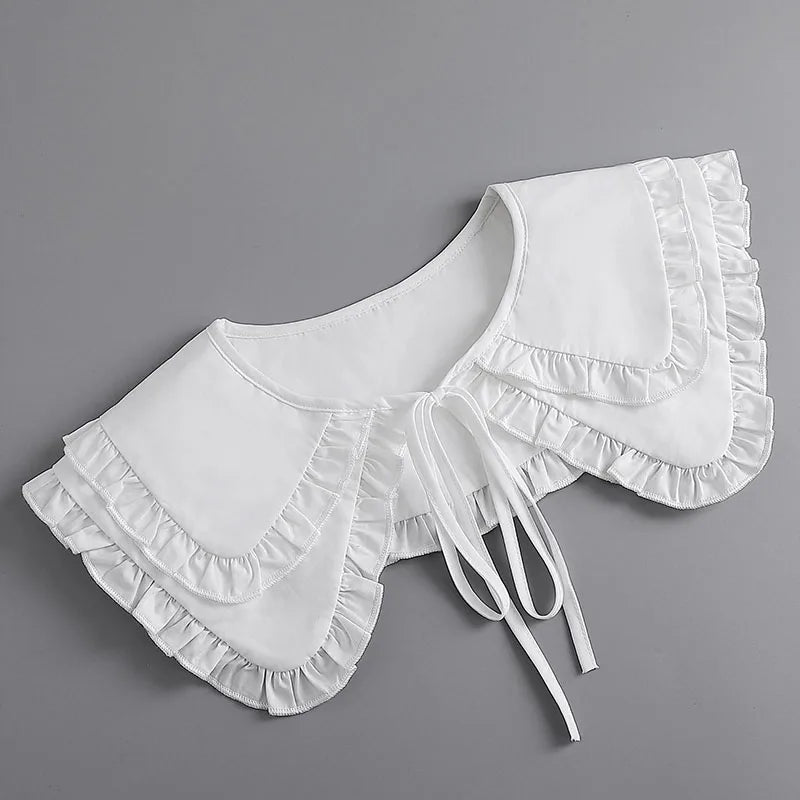 Removable Lace Doll Fake Collar Women Tie Ladies White Shawl Wrap Detachable Embroidered Lapel False Collar Clothes Accessory
