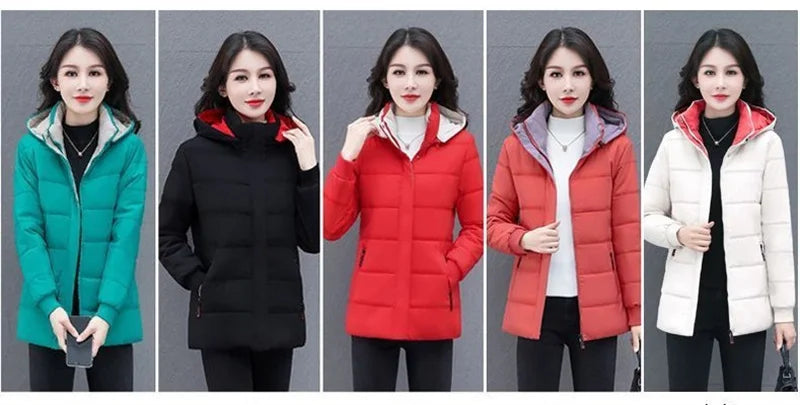Detachable Hooded Parka Windproof jacket Female's winter jacket plush and Thickened High-End Women's Short Cotton Coat Patchwork