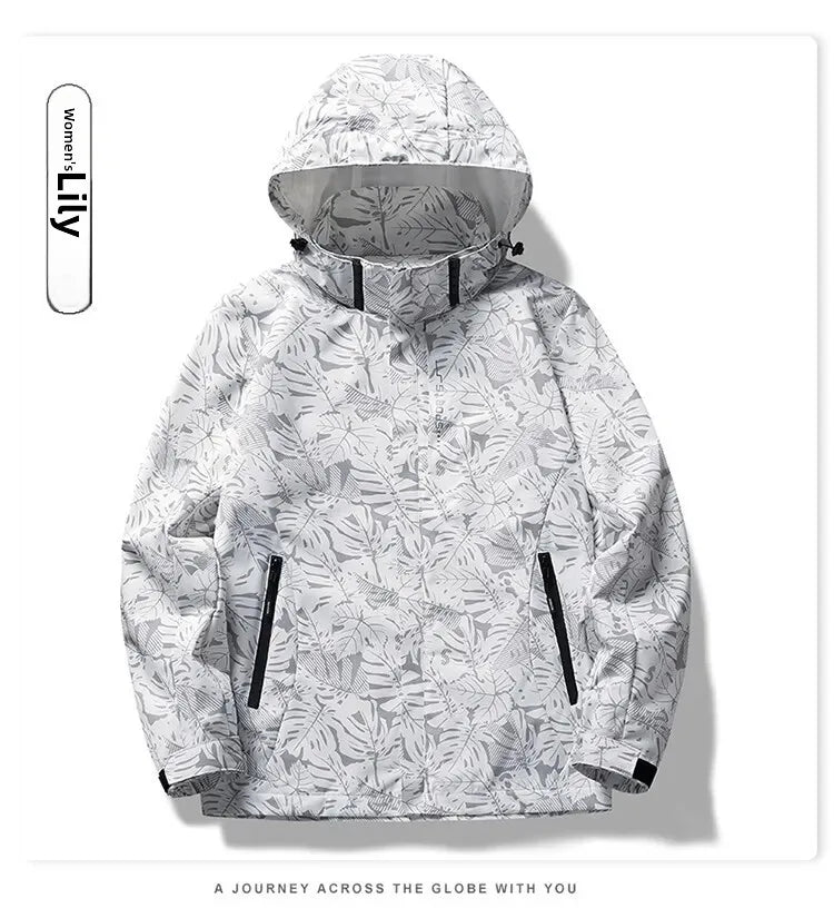 Spring Autumn Camouflage Lightweight Women's Outdoor Waterproof Casual Jacket Couple's Hiking Clothing Single Layer Windbreaker