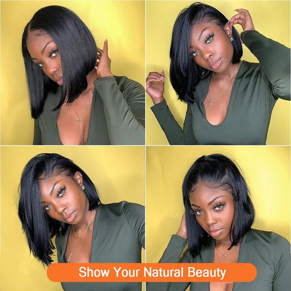 13X4 Bob Wig Bone Straight Bob Wig Lace Front Human Hair Wigs For Women Transparent Lace Frontal Wig Natural Wig Human Hair