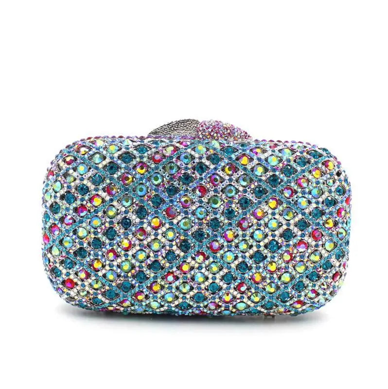 Elegant Rhinestone Hollow Metal Clutch Bag for Women