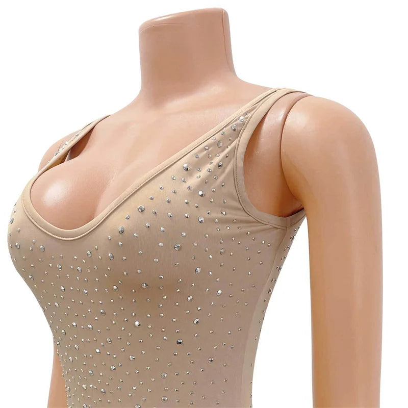 Sparkly Diamonds Rhinestone Bodycon Maxi Dresses for Women Wedding Evening Backless Night Party Club Celebrity Even Dresses Robe
