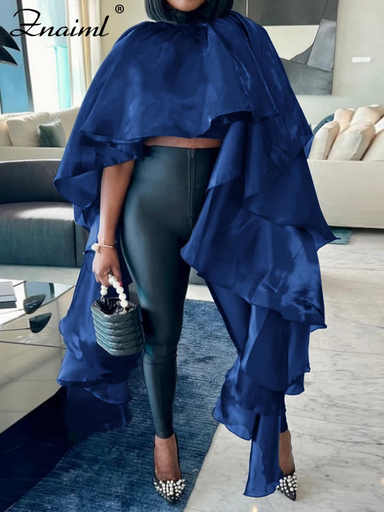 Znaiml Elegant Batwing Sleeve O-Neck Cloak Tops Women Spring Summer Dashiki Ladies Dubai Muslim Kaftan African Female Clothing
