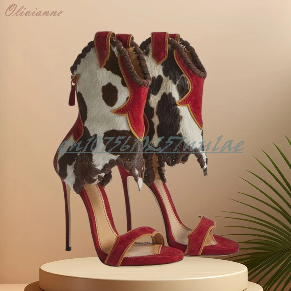 Mixed Color New Design Hollow Sandals Back Zipper Stiletto High Heel Party Fashion Sexy Women Shoes 2025 Summer New Para Mujere