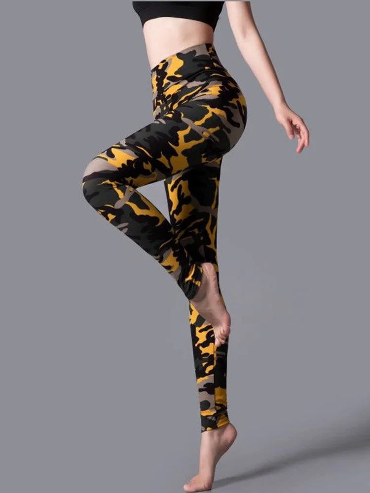 CUHAKCI High Waist Leggings Sportwear Workout Women Jeggings Elastic Pants Leopard Summer Printed Stripe Sexy Fitness Leggins