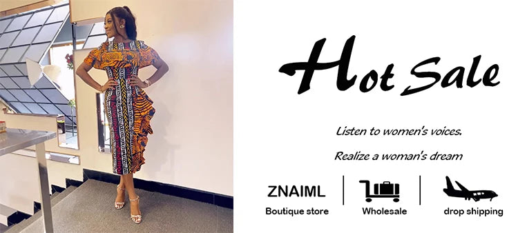 Znaiml African Festival Print Dresses Elegant Women Summer Short Sleeve Ruffles Bodycon Midi Dress Fashion Vacation Party Robe