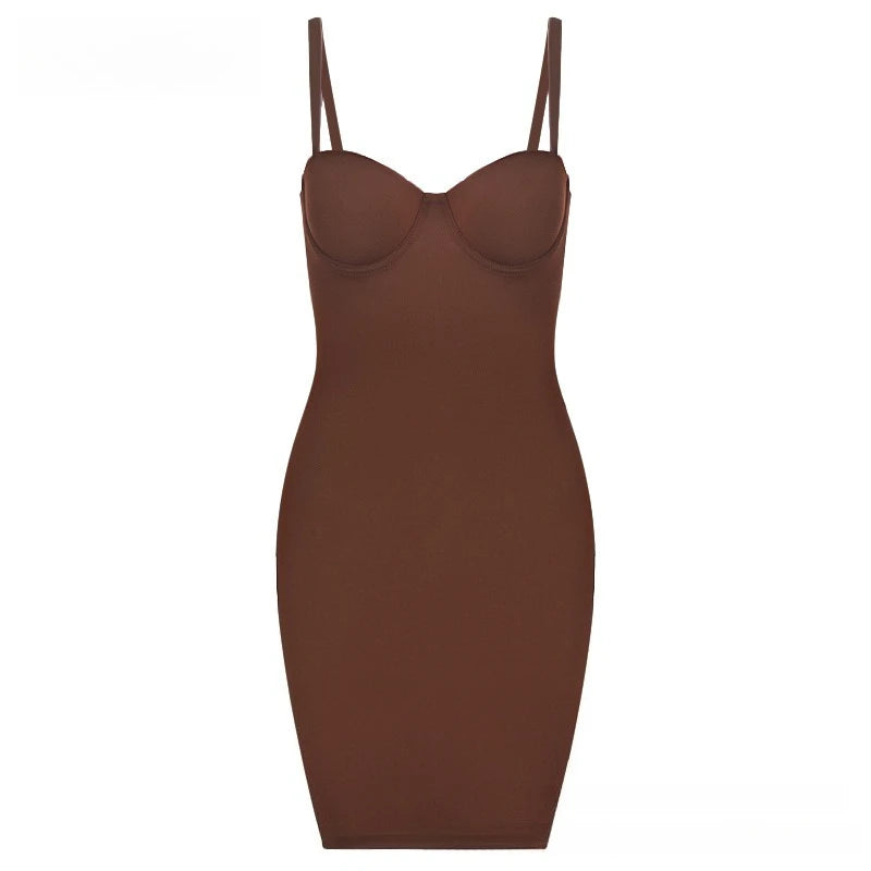 Body-Shaping Ribbed Camisole Midi-Length Dress for Women