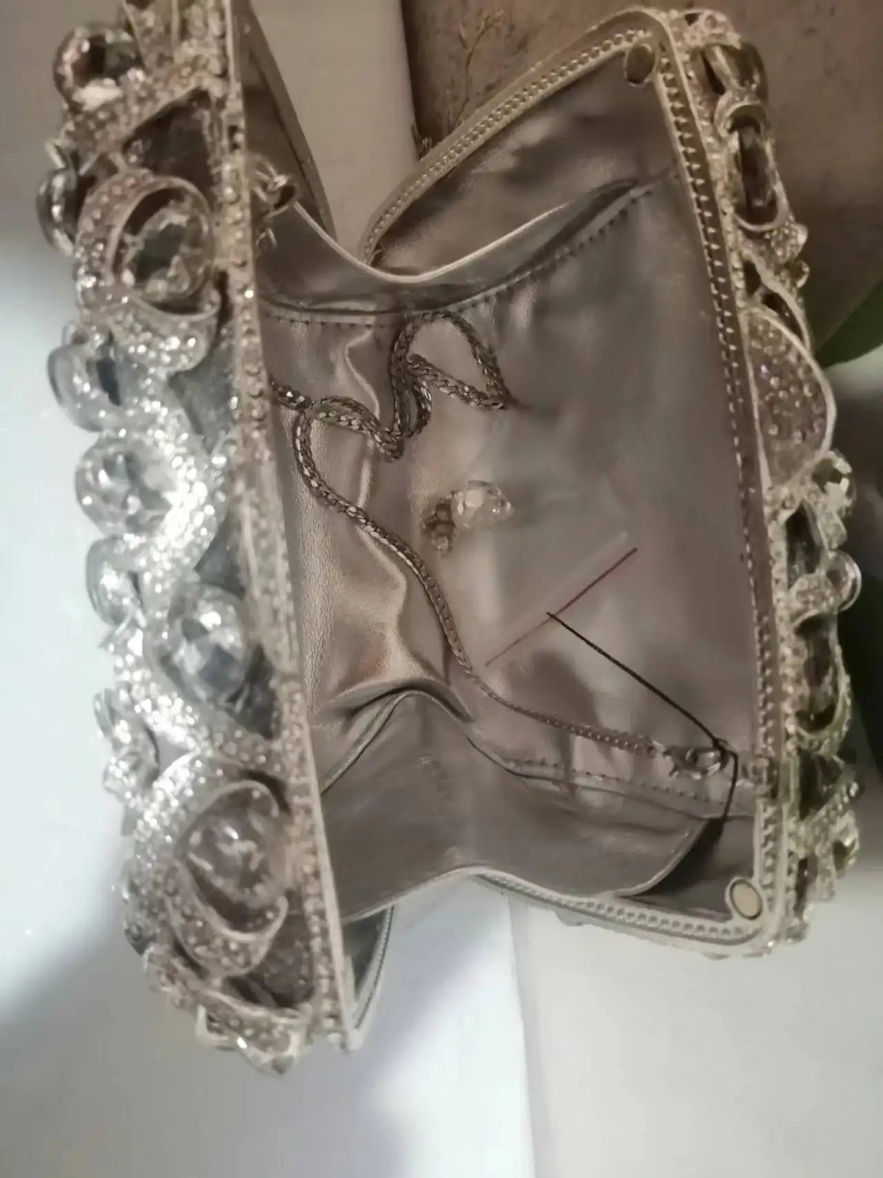 Women Gold/Silver/Green Big Stones Clutch Purse Lady Evening Bags Wedding Party Rhinestone Handbags Ladies Gala Clutches Bags