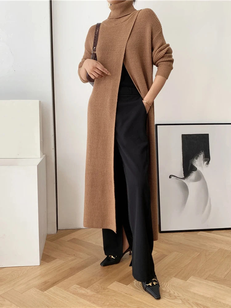 Loose Fit Turtleneck Knit Sweater