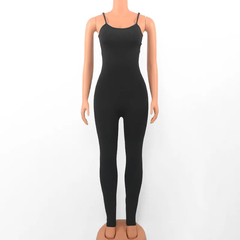Summer Black Sleeveless Jumpsuits Womens Rompers Spaghetti Strap Backless Casual Party Bodycon Skinny Outifts Fashion Streetwear