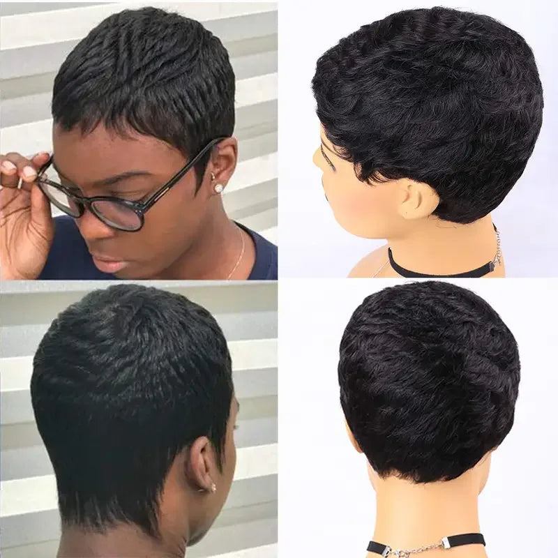 Brown Short Pixie Human Hair Wigs Brown Short Wigs For Black Women Full Machine Made Wig Short Brown Wig Pixie Cut Wigs