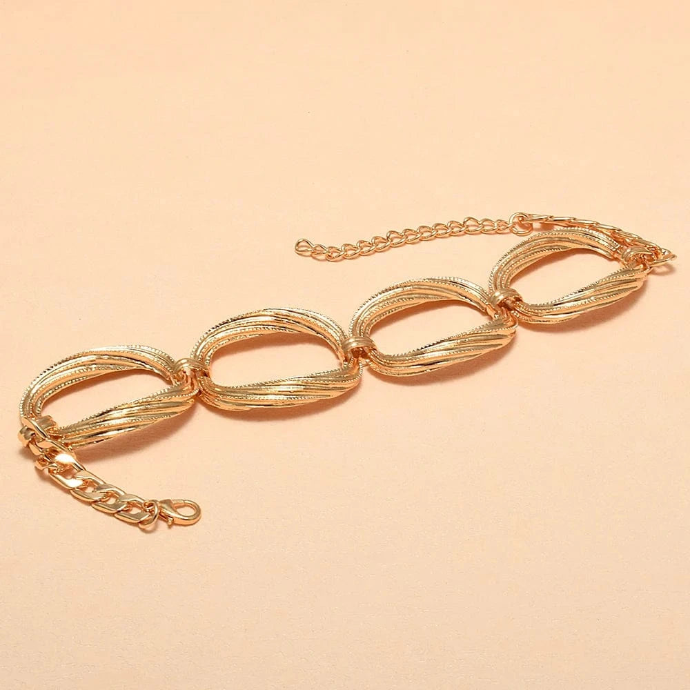 Trendy Bracelet Golden Metal Bracelet Wholesale Of Women's Accessories Round Hoops Bracelet