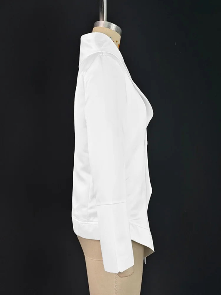Fashion Loose White Women's Blouse 2025 Casual Lapel Long Sleeve Shirt Elegant Classic Solid Top Buttoned Female Clothing Office