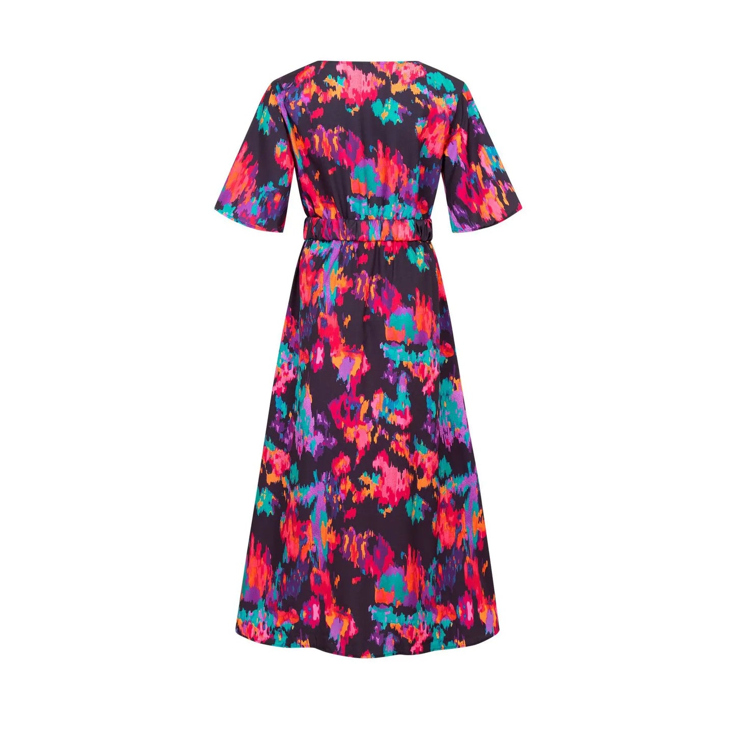 2023 Summer Elegant V-Neck Belt-Printed Long Dress From Amazon's Independent Store Wish Asia Exquisite Craftsmanship Slim Fit