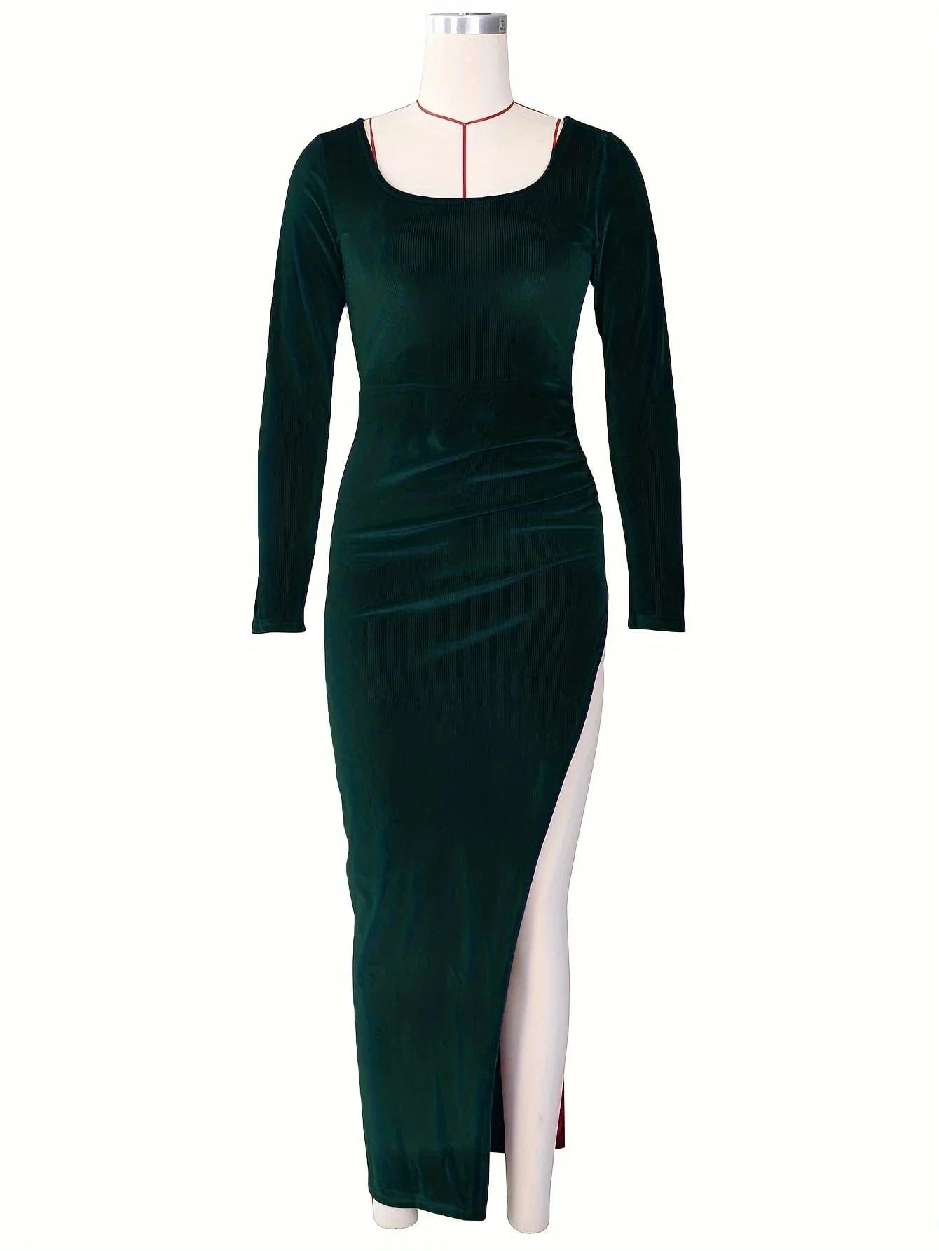 Womens Sexy Bodycon Velvet Long Sleeve Maxi Dress with Split Elegant Fall Dresses for Wedding Guest Club Party