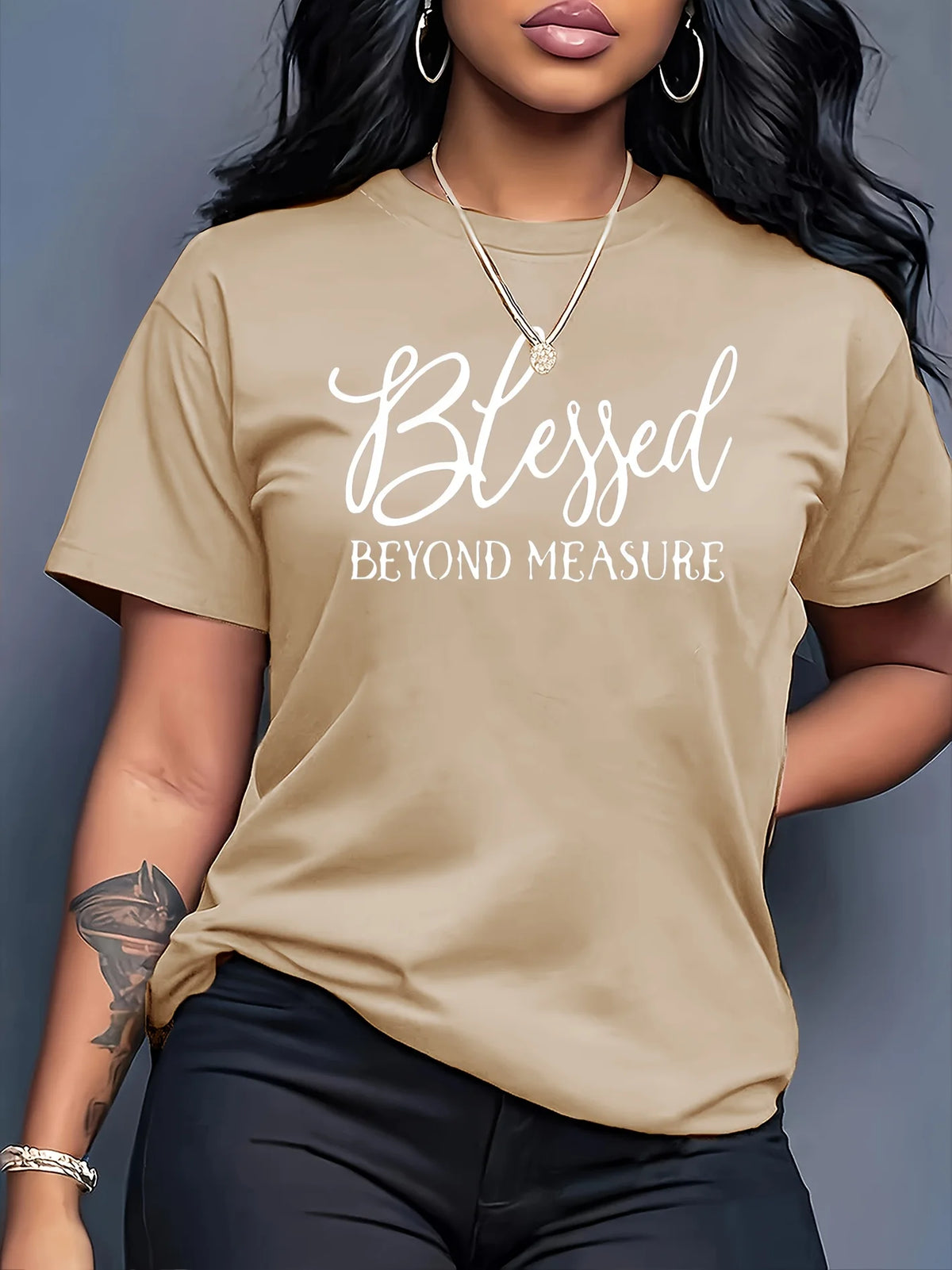 Blessed Faith Graphic Casual Orange T-Shirt for Women