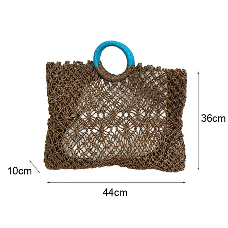 Hollow Straw Personality Shoulder Bag Niche Hand-woven Raffia Rattan Beach Bag Versatile Leisure Shopping Travel Bag Handbag