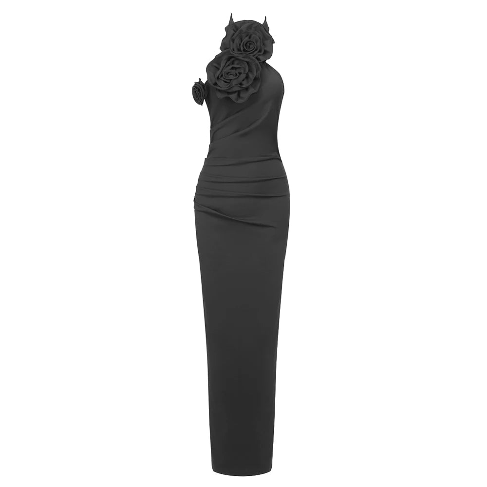 Chic Floral Embellished Birthday Long Dress for Women