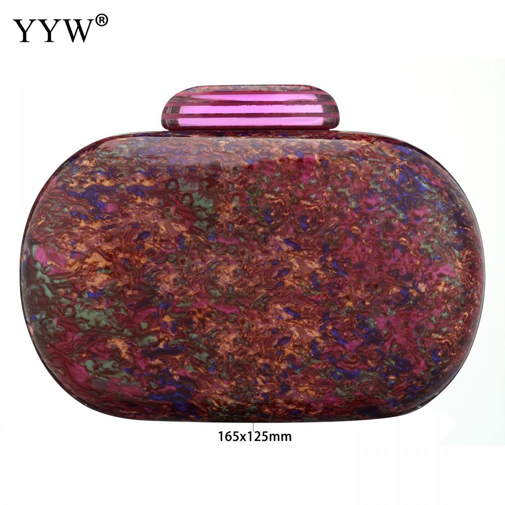 YYW Design Shell Acrylic Clutch Purse Women Marble Bag Luxury Elegant Lady Evening Bag Roud Cute Purple Handbag Shoulder Bags