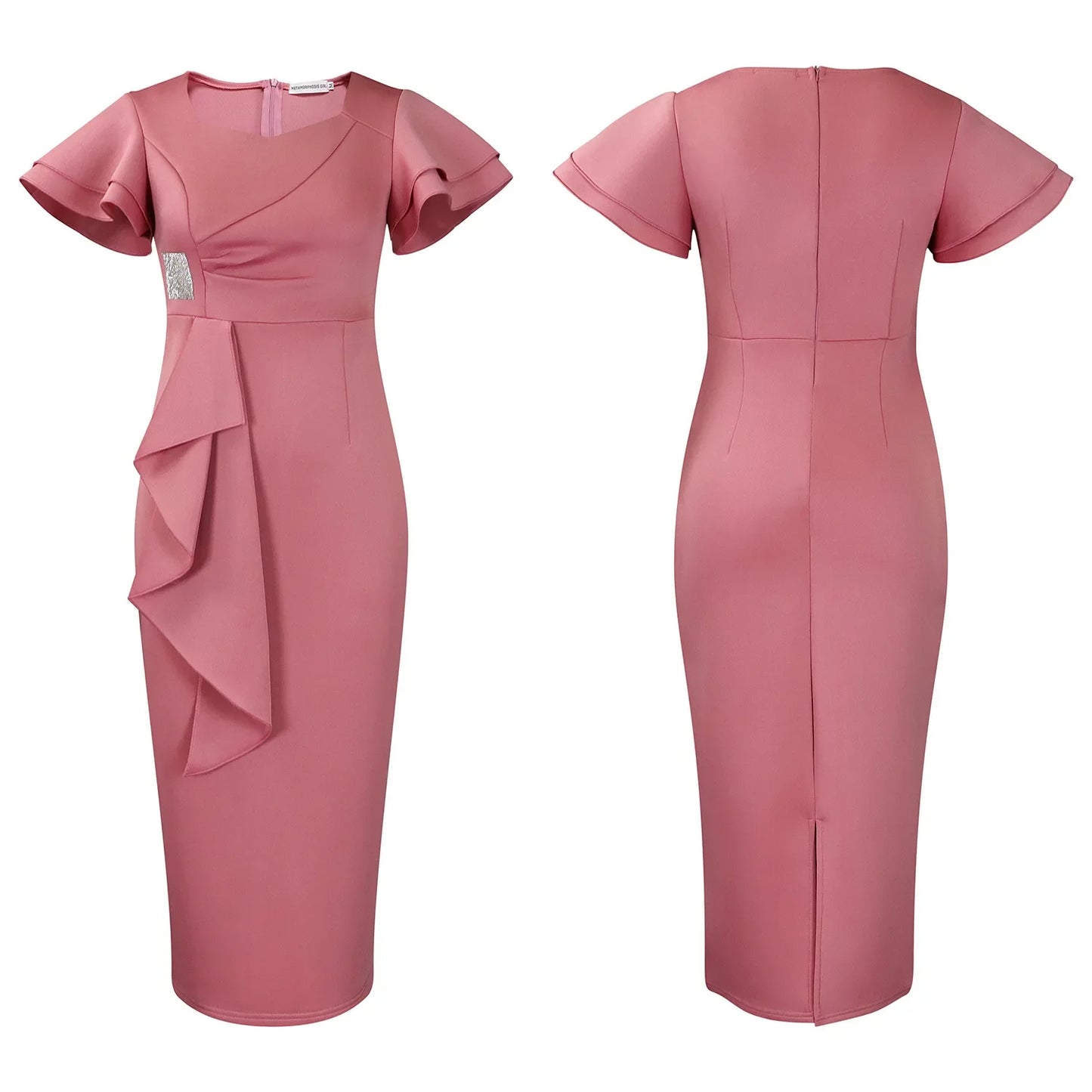 Elegant Pure Color African Style Wrap Dress D3310 New Fashionable Transoceanic Dress with Lace Trim Elegant African Dress