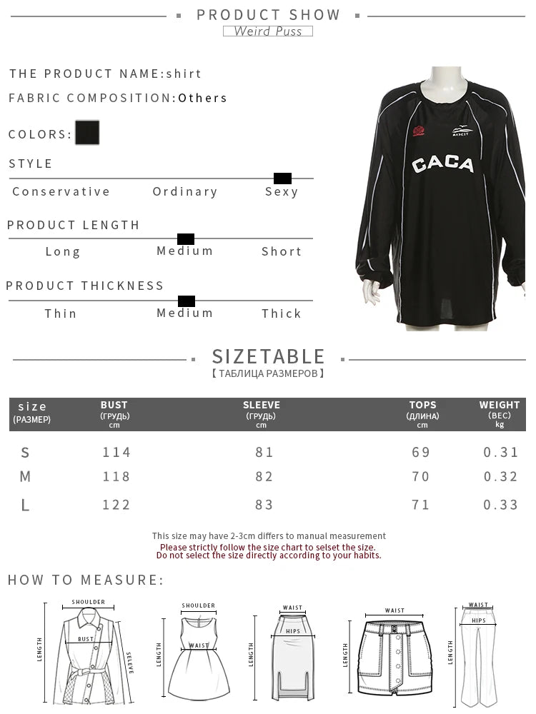 Weird Puss Casual Daily T-Shirts Women Letter Print O-Neck Full Sleeve o-Neck Simple Casual Sporty Wild Street Trend Loose Tees