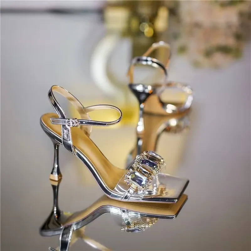 Silver Champagne Rhinestone Sandals