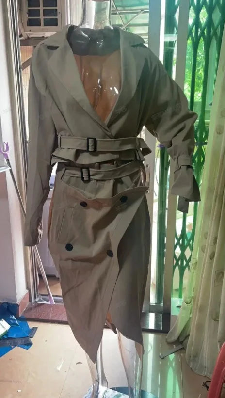 Two Piece Set Women Dress Sets Belt Midi Skirts Cardigan Coats Suits A Line Loose Fit Casual Frock Skirt Office Lady Spring