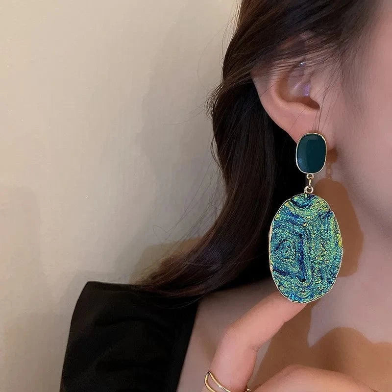 Crystal Pearl Heart Retro Earrings for Women Korean Trendy Temperament Geometric Fashion Jewelry Wholesale