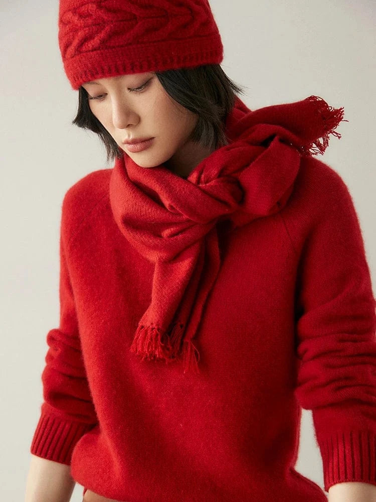 New Chic Women 100% Cashmere Scarf Autumn Winter Cashmere Knitted Tassel Long Shawls Row Style Basic Soft Warm Scarf Luxury Tops