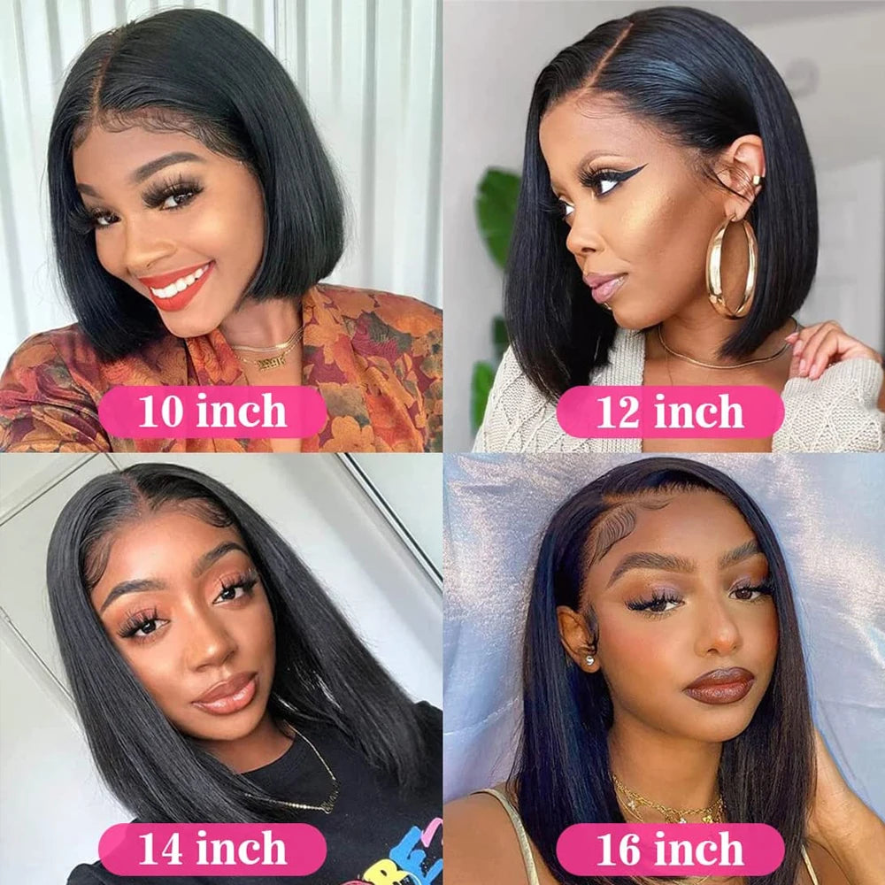 Straight Human Hair Lace Front Bob Wig For Women