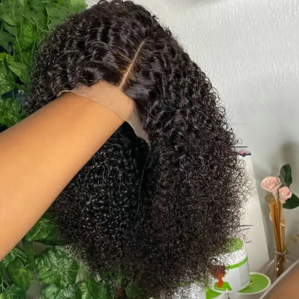 100% Human Hair wigs Glueless Deep Wave Bob Wigs 13x6 Transparent Lace Frontal Wig 16 inch Kinky Curly Short bob Wig of Women
