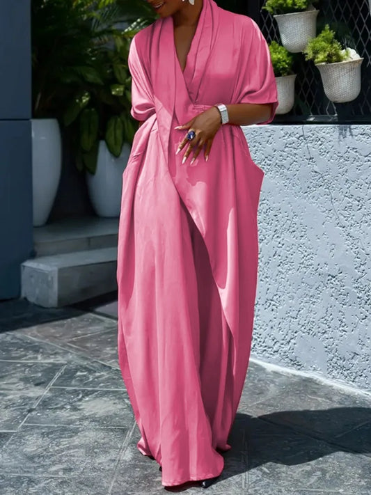 Gymystars Fashion Solid Color Shirt Dress V-Neck Party Dresses Loose Asymmetric Loose V-Neck Summer Chic Bohemian Travel Dresses