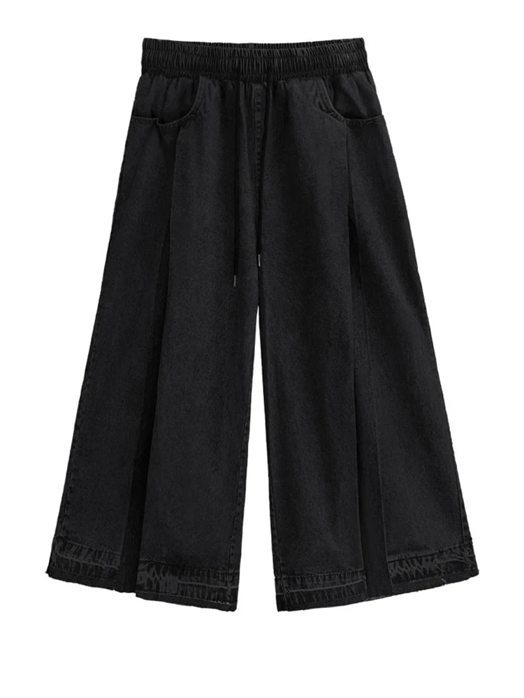 Pleated High Waist Wide Leg Jeans
