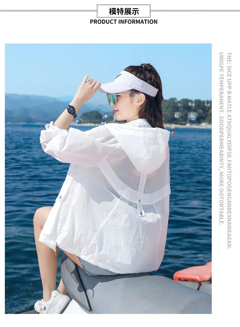 Women's Jacket With Hooded Sun Protection Clothing Women's Summer Thin Coat 2023 New Anti-Ultraviolet Breathable Shirt size 4XL