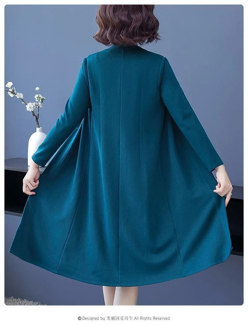 Single/Two-piece Suit Female Middle-Aged Elderly Temperament Mother Dress Suits New Autumn Windbreaker Coat Female Elegant Dress