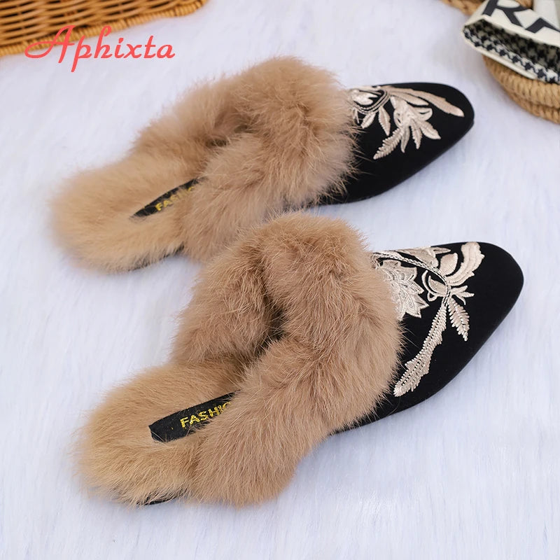 Plush Faux Fur Slippers