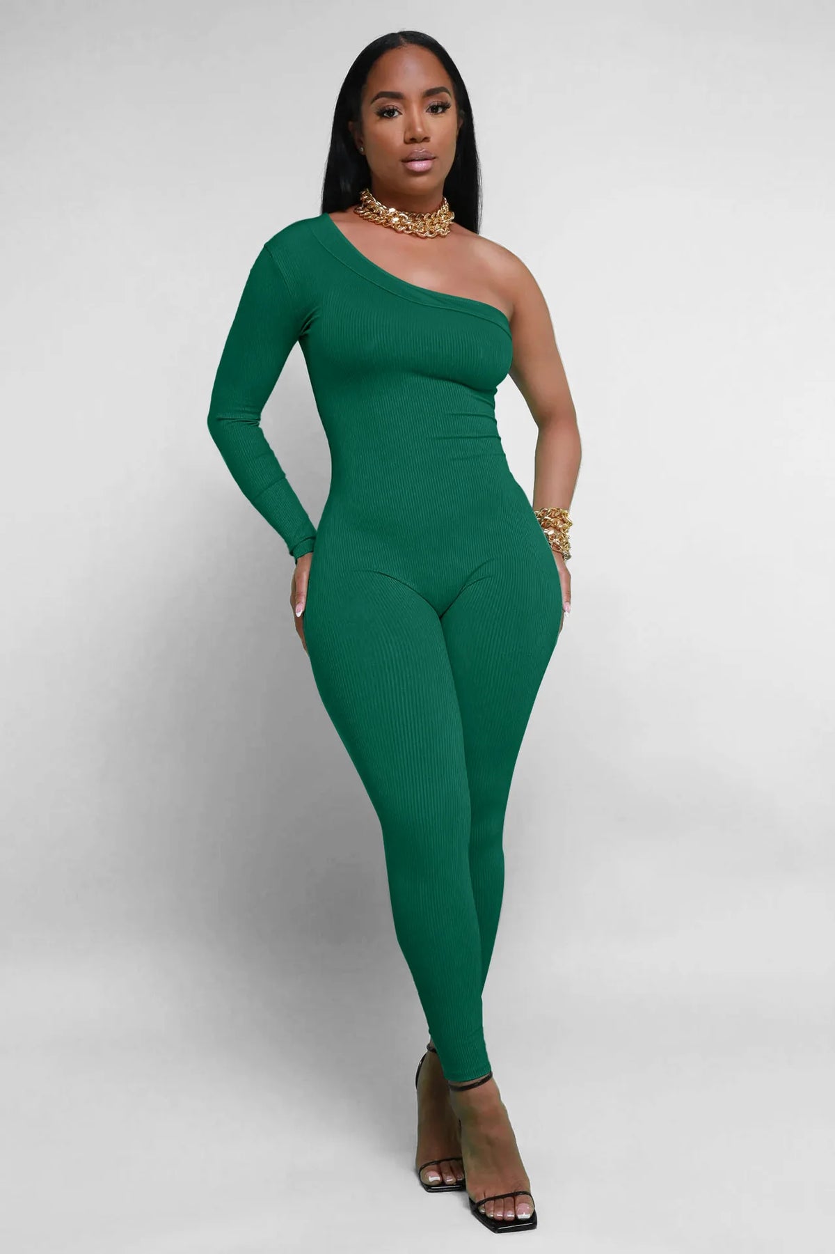 Slim Fit Knitted Full Length Club Jumpsuit for Women