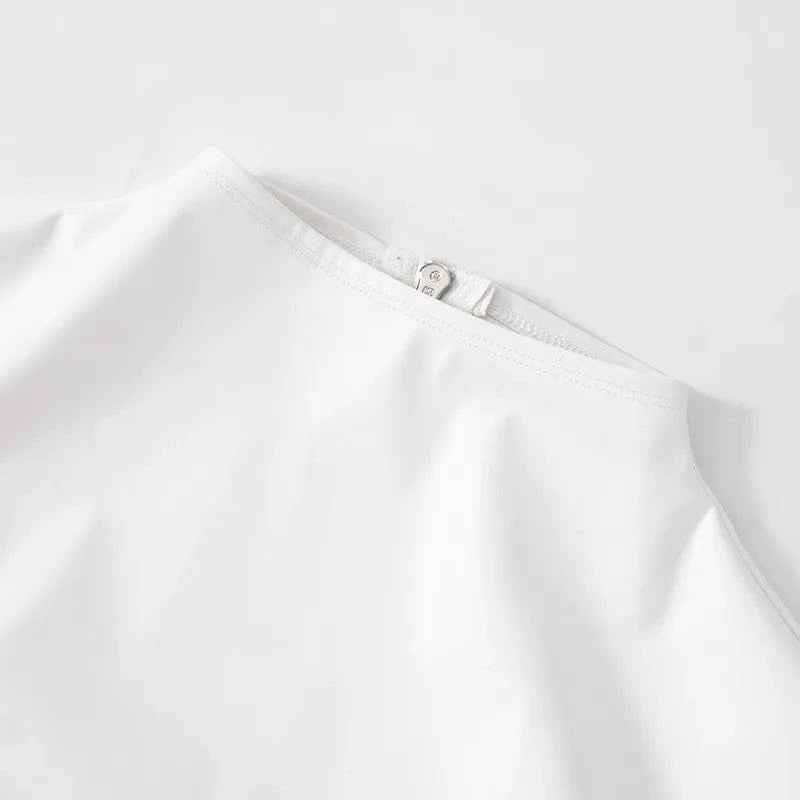 White PU Leather Bodycon Mini Dress for Women Elegant Sexy Turtleneck Sleeveless Party Dresses Spring Fashion Casual Dress 2025