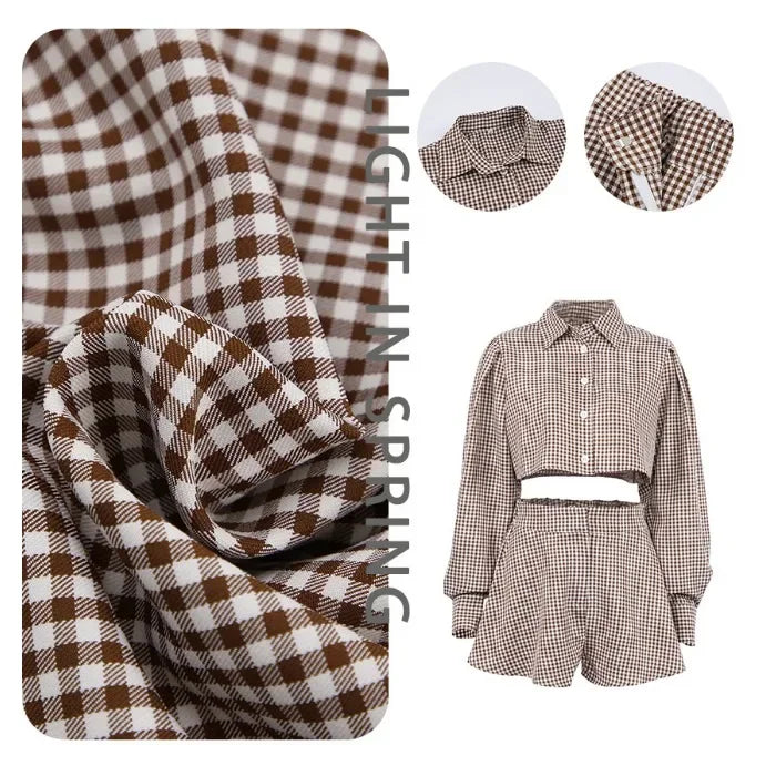 Wide Leg Pants Two Piece Set Woman Plaid Long Sleeved Shirt and High Waist 2025 Summer Fashion Casual Suit Spring and Summer New