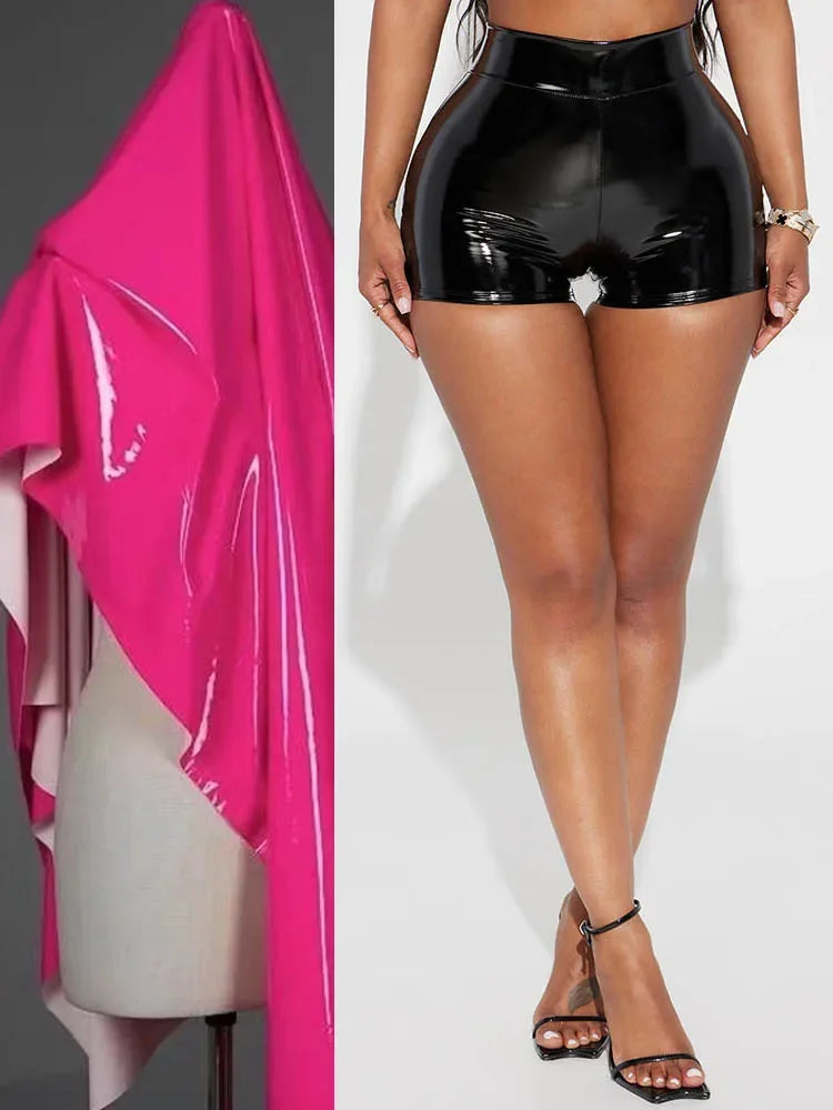 High Waist Patent Leather Shorts Women Wet Look PU Hot Pants Custom Summer Stretch Bodycon Shorts Dance Pole Costume Clubwear