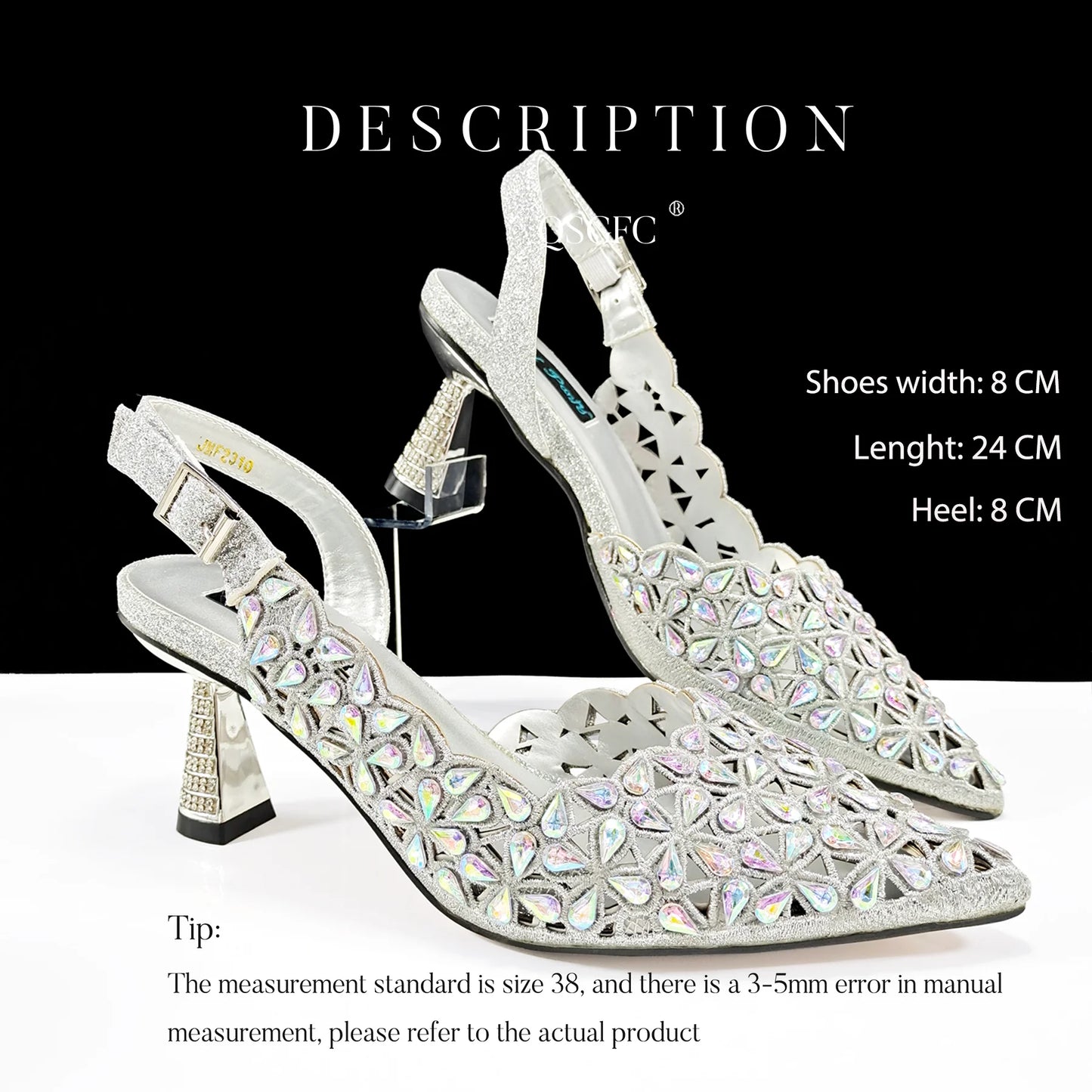 Happy Time Boutique, Exquisite Mini Bag with Pointed Toe Shoes, Sexy Stiletto High-Heeled Shoes, Small Metal Bag in Hand