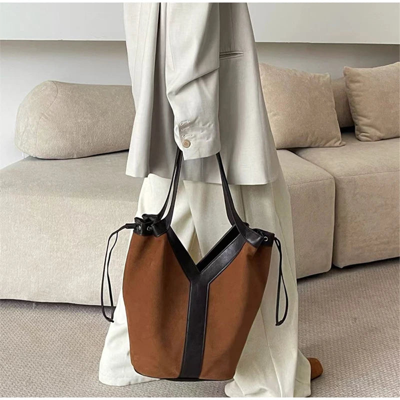 Y-shaped Women Handbag Versatile Simple Large-capacity Texture Tote Bag New Large-capacity Shoulder Bag Storage Bag Underarm Bag