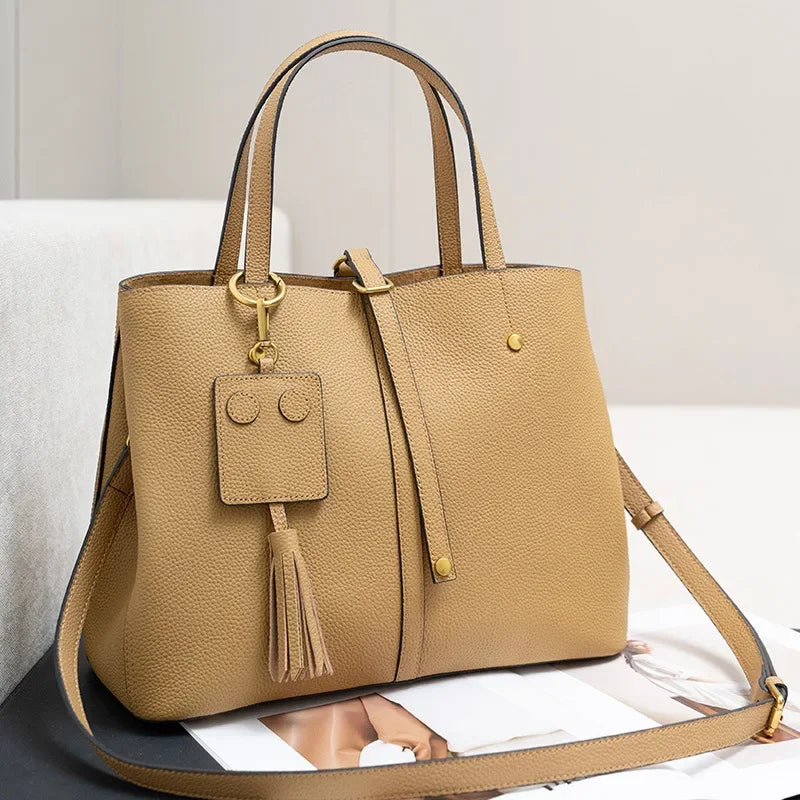 Female Soft Natural Cowhide Handbags Women Cow Genuine Leather Shoulder Bag Ladies Fashion Designer Luxury Retro Crossbody Bags