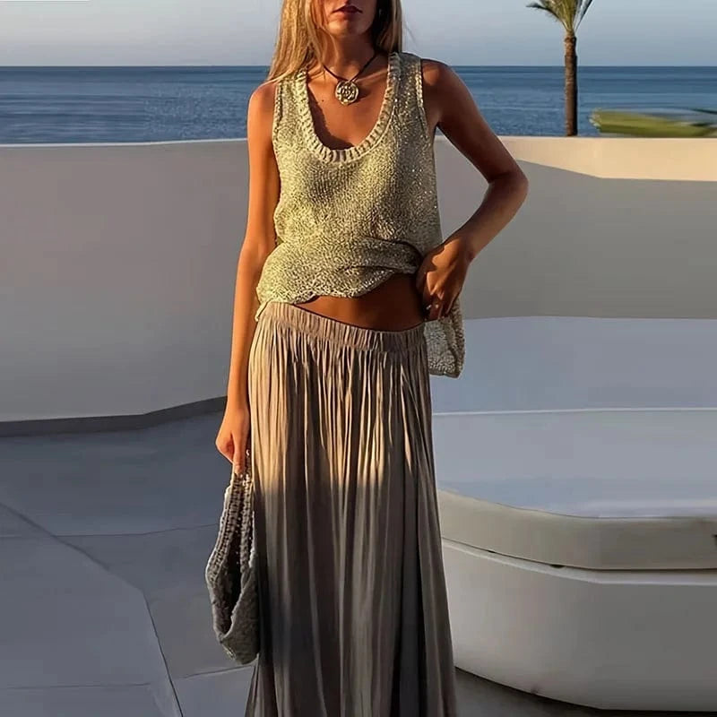 Women Sexy U Neck Sequin Party Shirt 2025 Spring Solid See Through Hollow Top Pullover 2025 Summer Sleeveless Loose Tank T-shirt