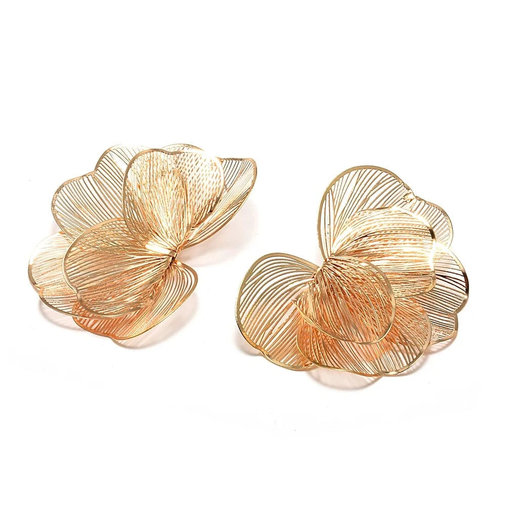 Elegant Flower Earrings Metal Hollow Petal Piercing Earrings Wholesale Popular Women's Accessories Trendy Drop Earrings Jewelry