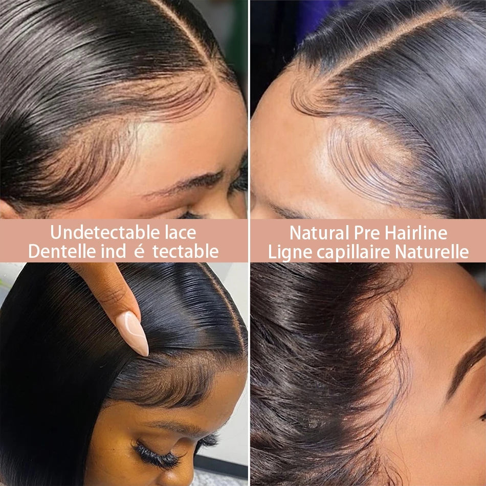 13x4 Bone Straight Bob Wig Lace Front Human Hair Wigs 4x4 Short Bob Wig Lace Frontal Wig 100% Human Hair 200% Density 12 14 Inch
